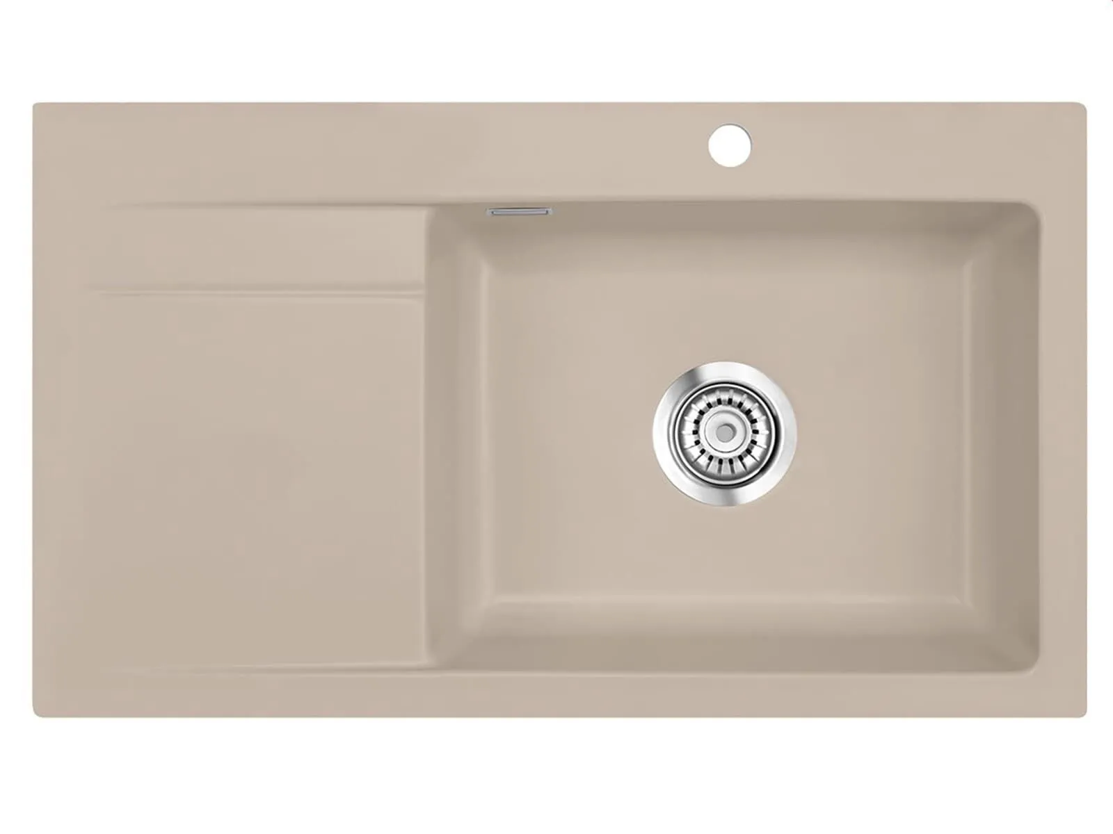 Systemceram Stema 86 SL Fango, zlewozmywak ceramiczny, korek manualny