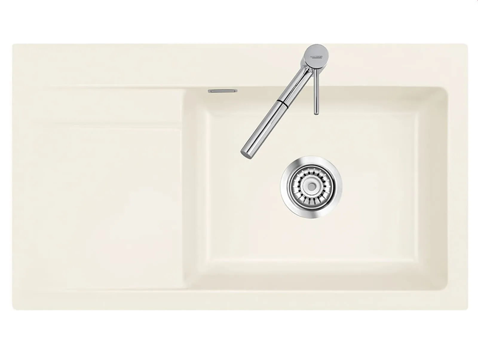 Systemceram Stema 86 SL Jasmin, zlewozmywak ceramiczny, korek manualny