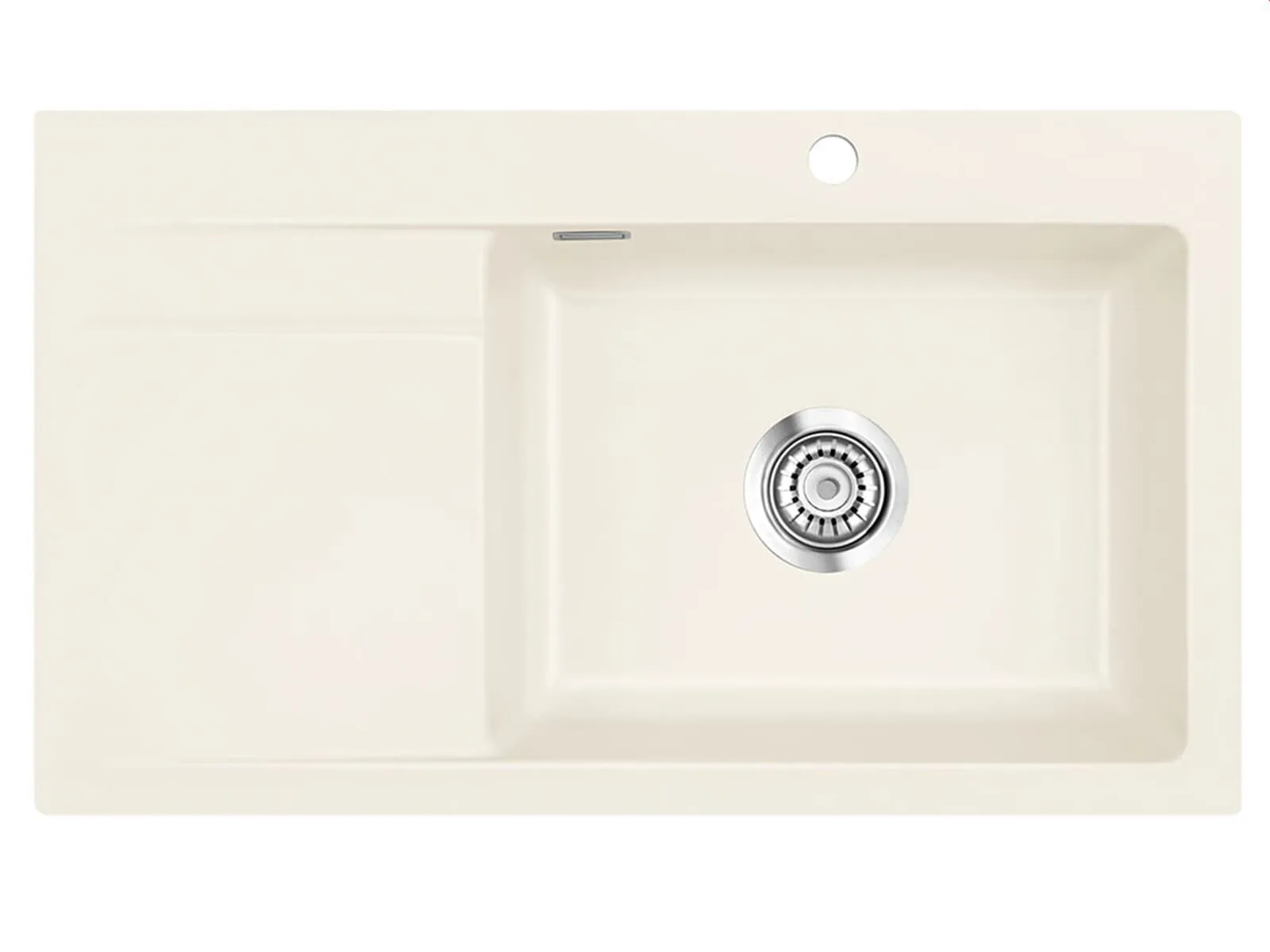 Systemceram Stema 86 SL Magnolia, zlewozmywak ceramiczny, korek manualny