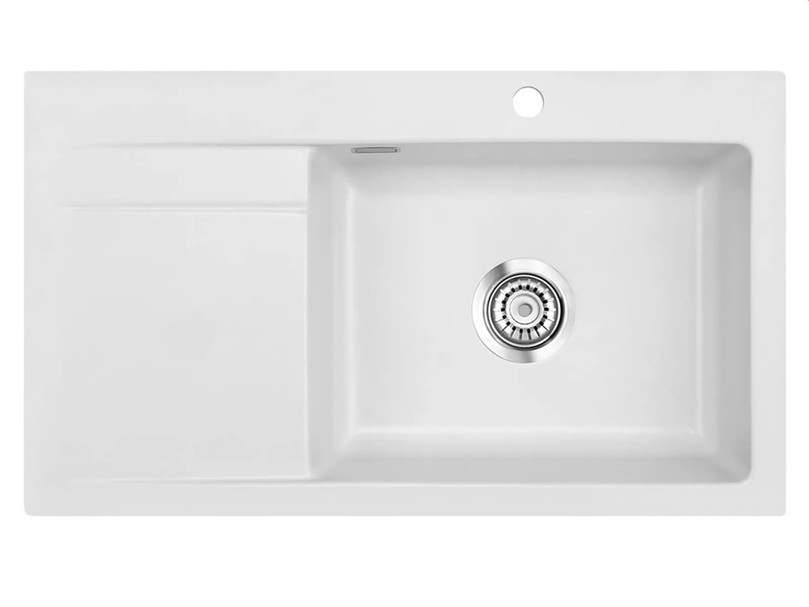 Systemceram Stema 86 SL Satin, zlewozmywak ceramiczny, korek manualny