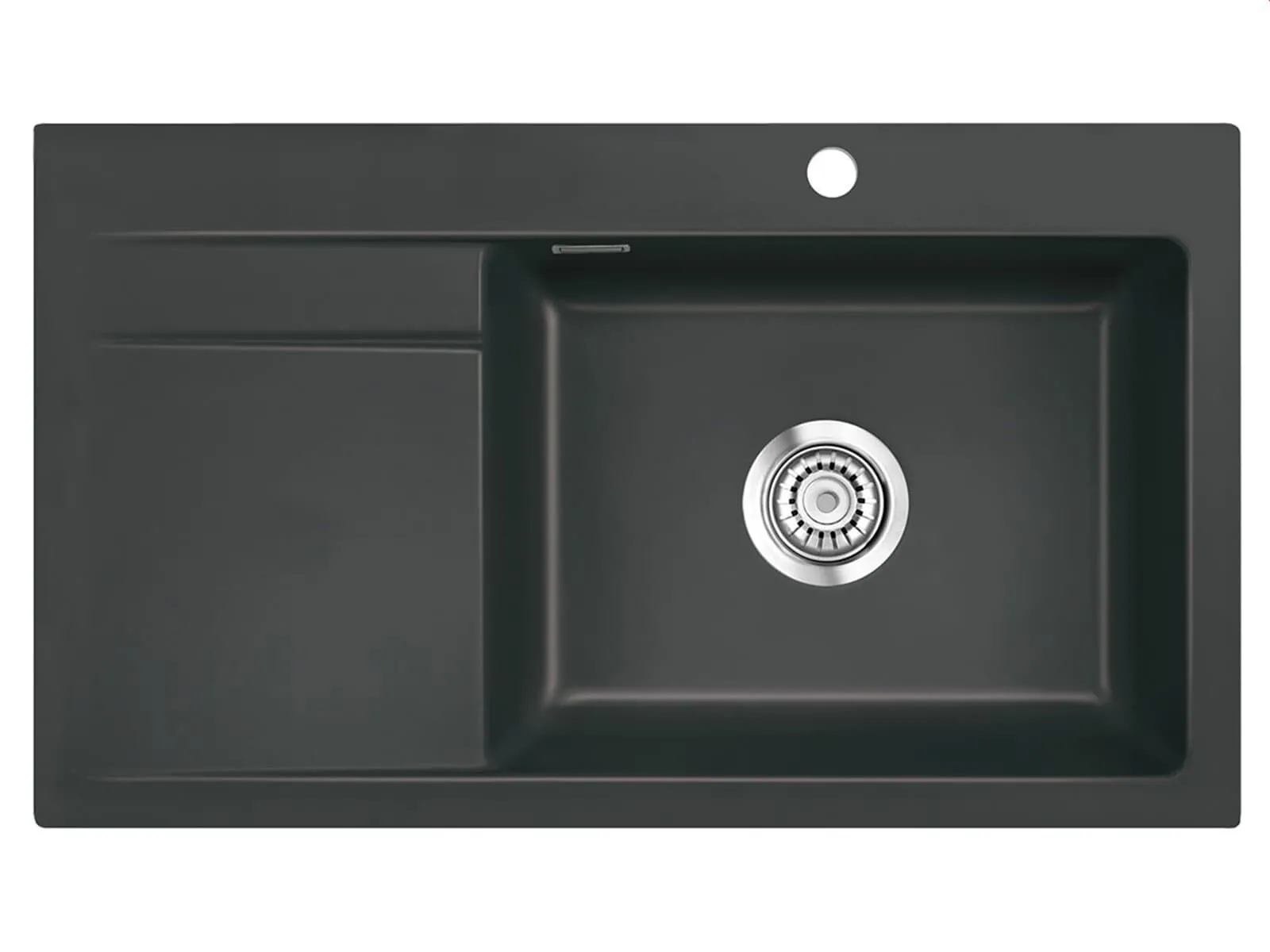 Systemceram Stema 86 SL Schiefer, zlewozmywak ceramiczny, korek manualny