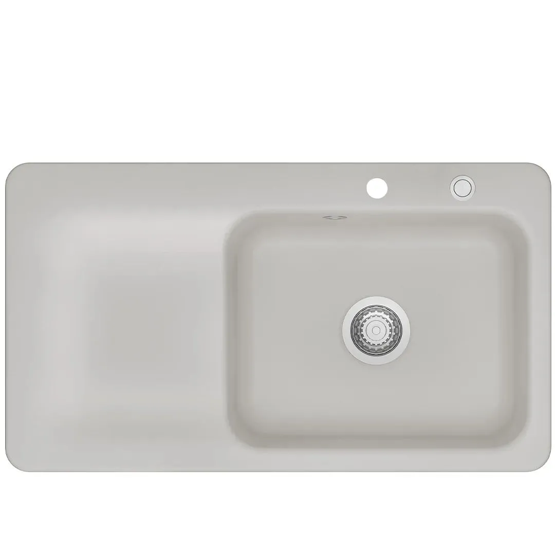 Systemceram Juna 90 Alu, zlewozmywak ceramiczny, korek manualny