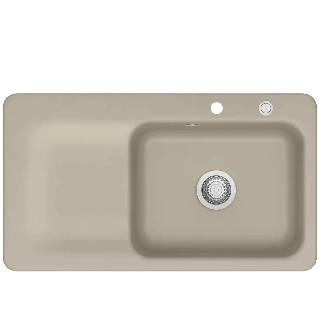 Systemceram Juna 90 Fango, zlewozmywak ceramiczny, korek manualny