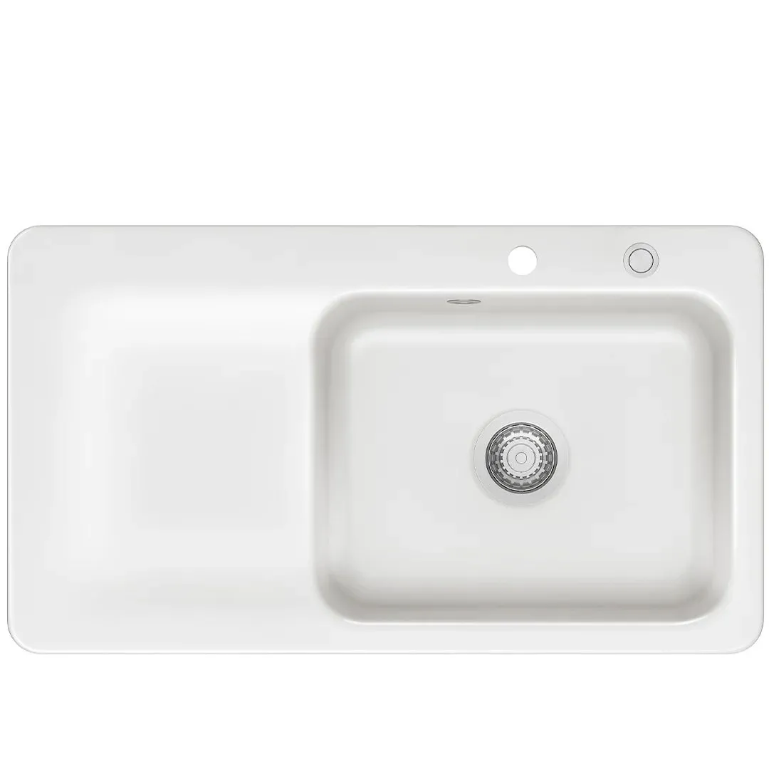 Systemceram Juna 90 Gronland, zlewozmywak ceramiczny, korek manualny