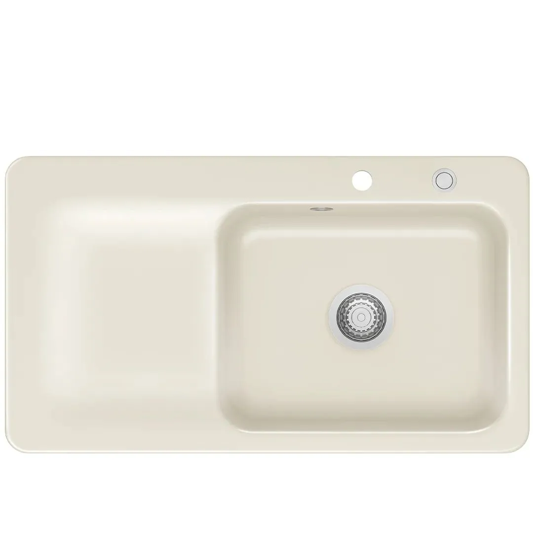 Systemceram Juna 90 Magnolia, zlewozmywak ceramiczny, korek manualny