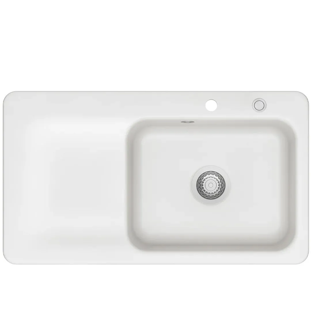 Systemceram Juna 90 Polar, zlewozmywak ceramiczny, korek manualny