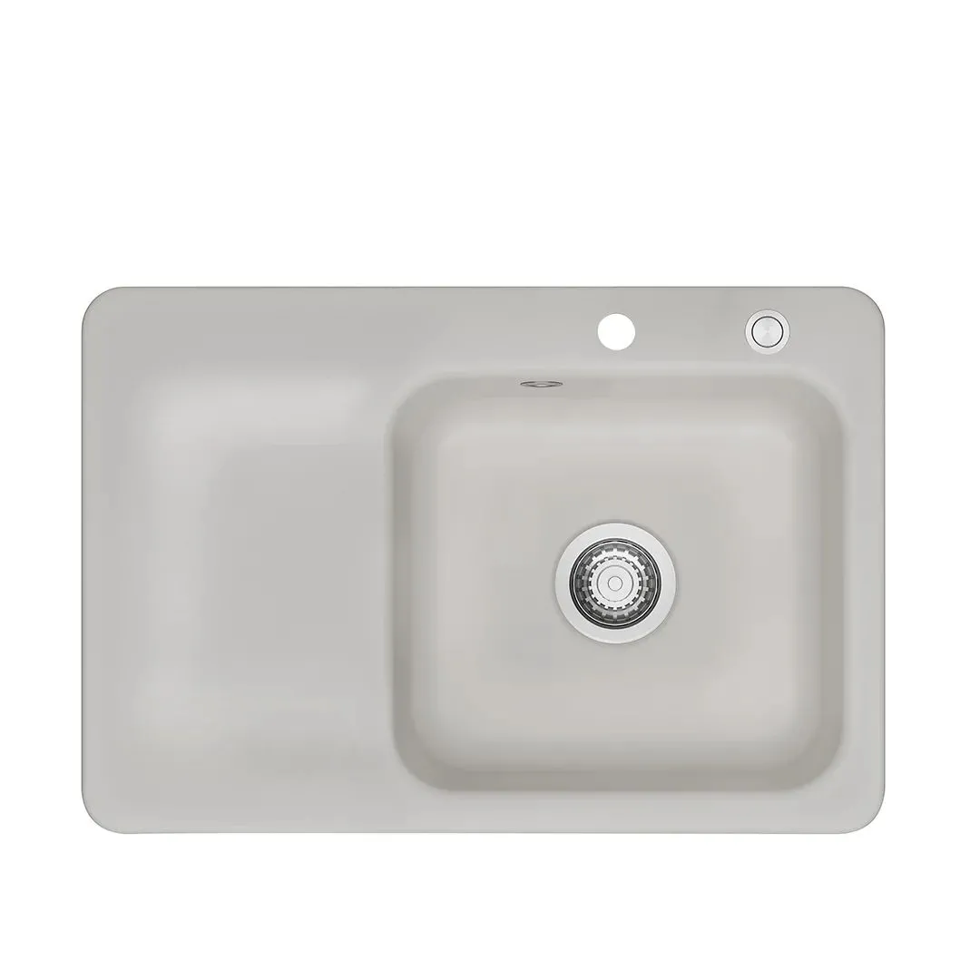 Systemceram Juna 75 Alu, zlewozmywak ceramiczny, korek manualny