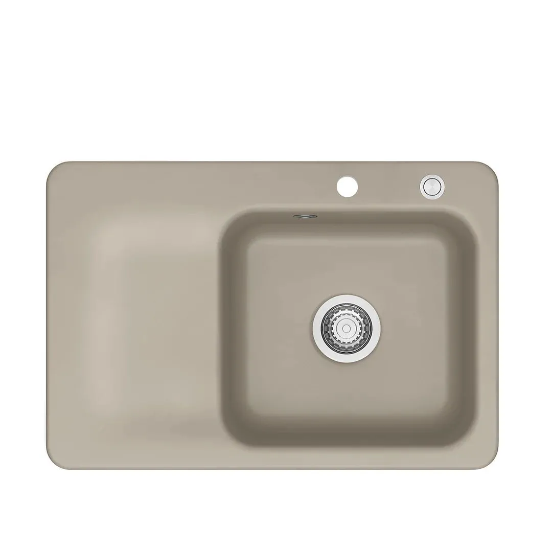 Systemceram Juna 75 Fango, zlewozmywak ceramiczny, korek manualny