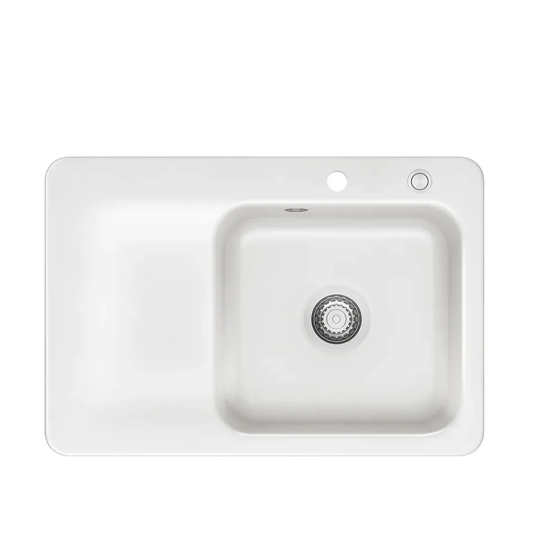 Systemceram Juna 75 Gronland, zlewozmywak ceramiczny, korek manualny