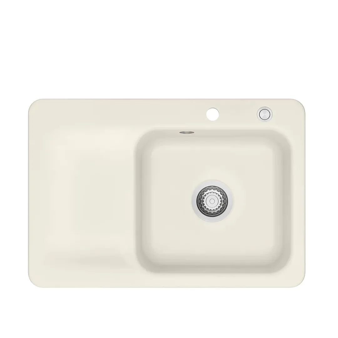 Systemceram Juna 75 Jasmin, zlewozmywak ceramiczny, korek manualny