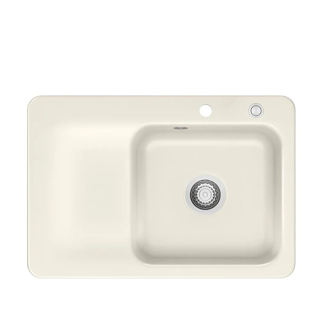 Systemceram Juna 75 Magnolia, zlewozmywak ceramiczny, korek manualny