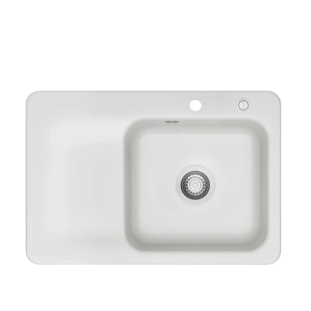 Systemceram Juna 75 Satin, zlewozmywak ceramiczny, korek manualny