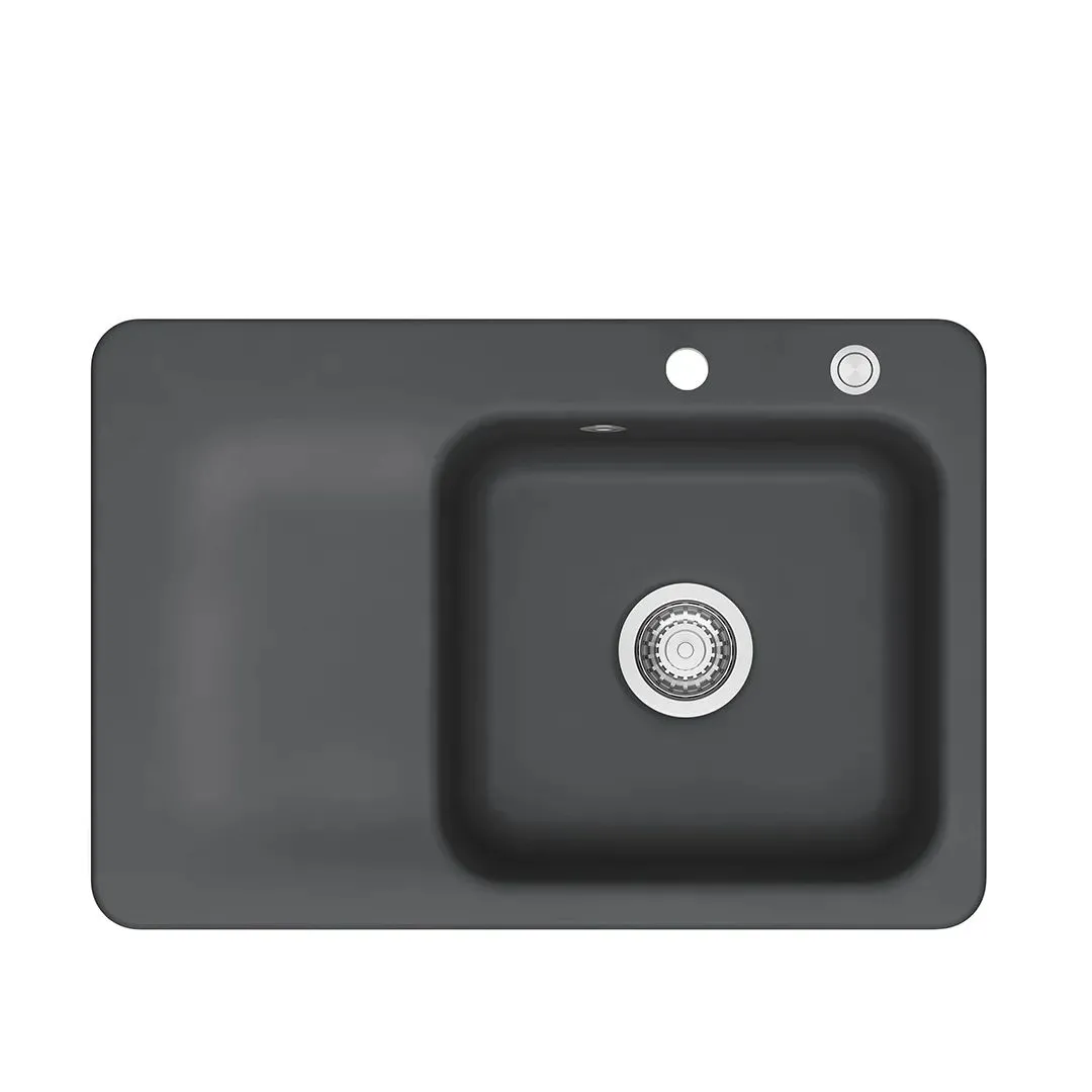 Systemceram Juna 75 Schiefer, zlewozmywak ceramiczny, korek manualny