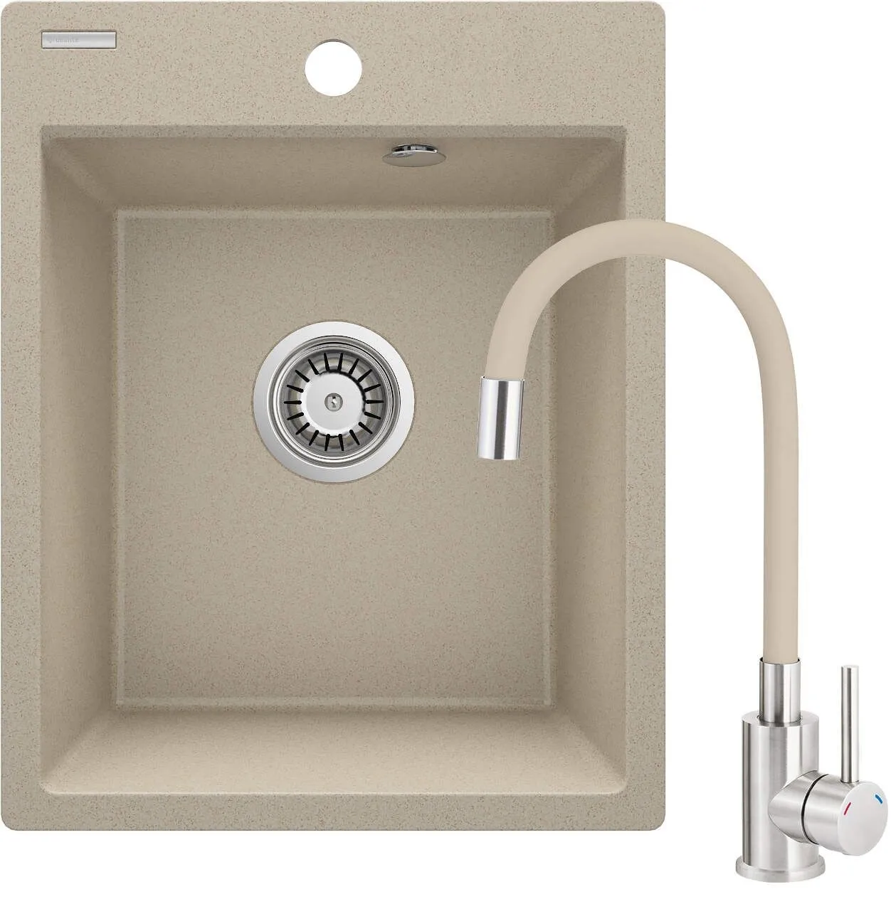 Deante ZRCP7103 Zlewozmywak 1-komorowy granitowy z baterią