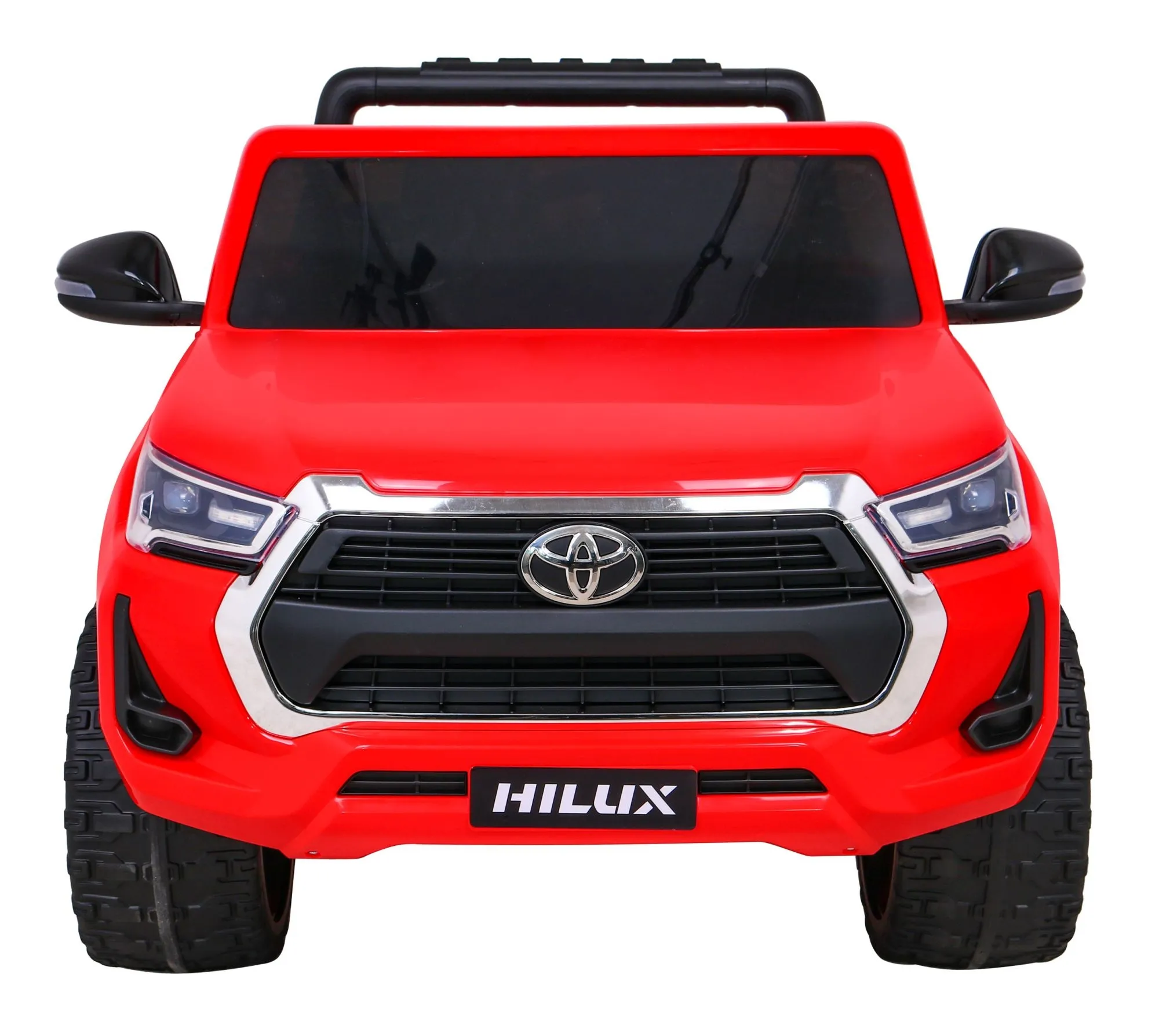 Toyota Hilux na akumulator dla dzieci Czerwony + Napęd 4x4 + Pilot + 2 bagażniki + Radio MP3 + LED