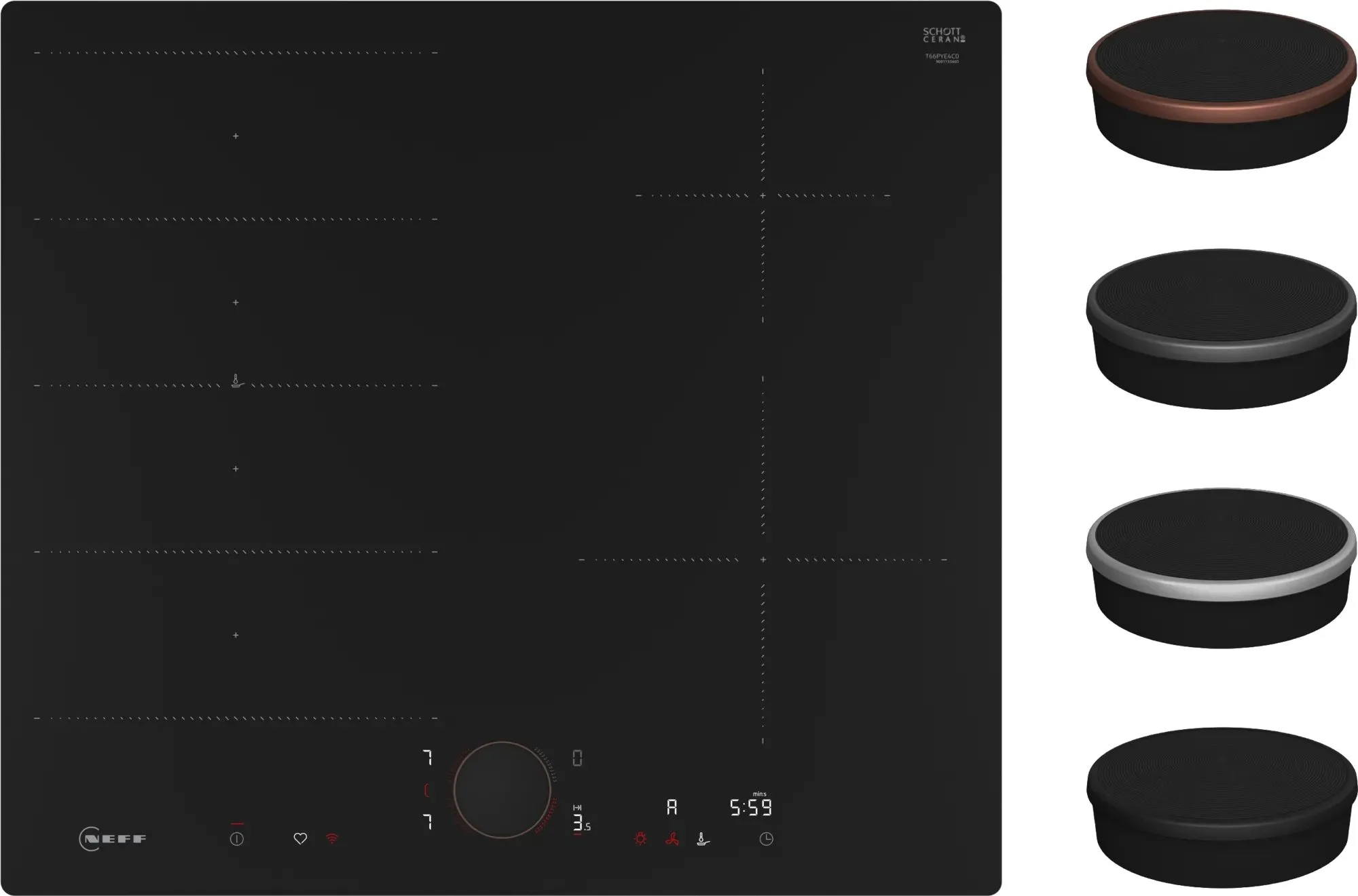 Neff T66PYE4C0, płyta indukcyjna zlicowana, 60 cm, czarna
