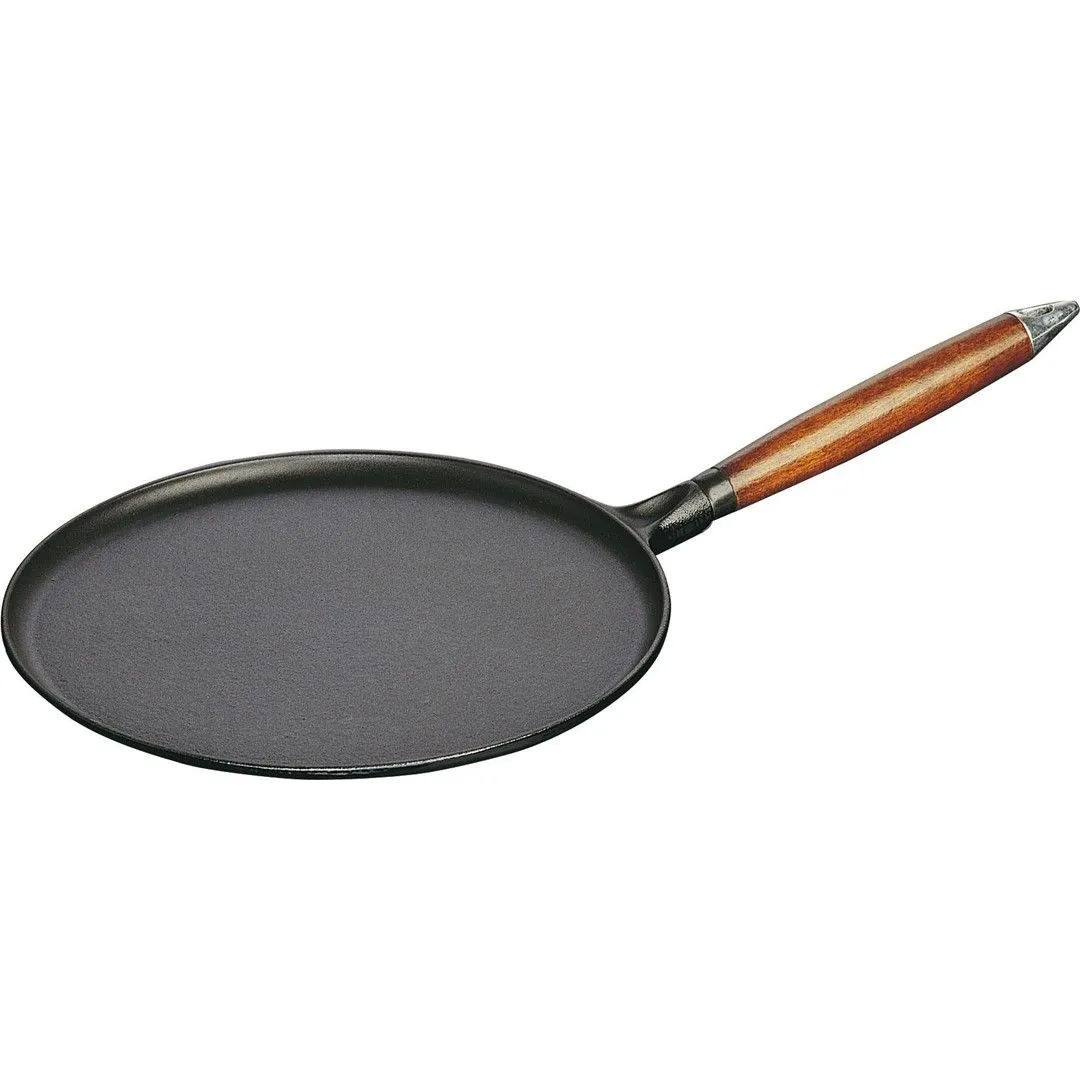 STAUB Patelnia do naleśników z drewnianym uchwytem 28 cm, czarny