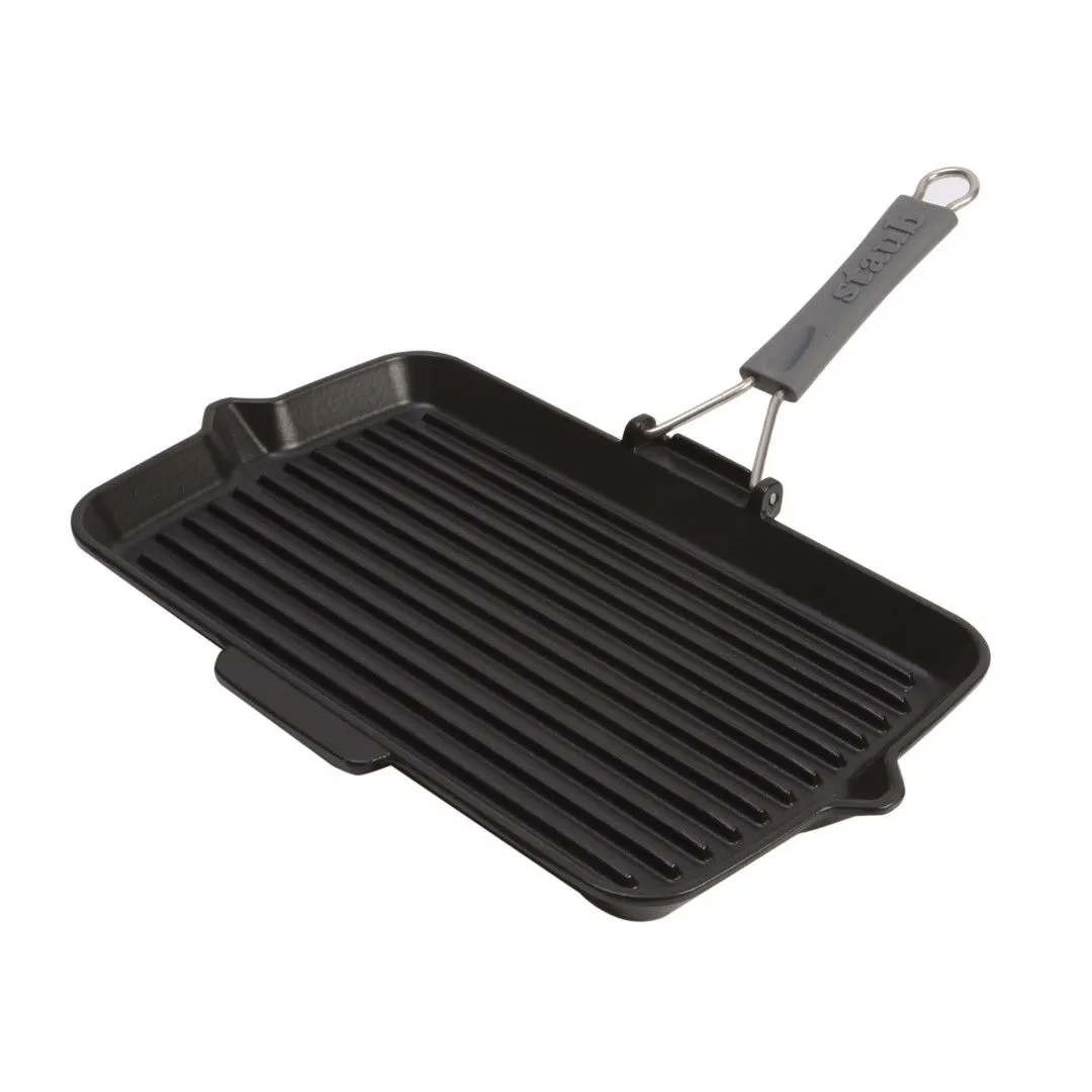 STAUB Prostokątna patelnia żeliwna grillowa 34 x 21 cm, czarny