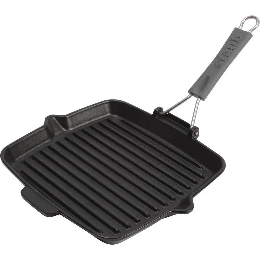 STAUB Kwadratowa patelnia żeliwna grillowa 24 cm, czarny