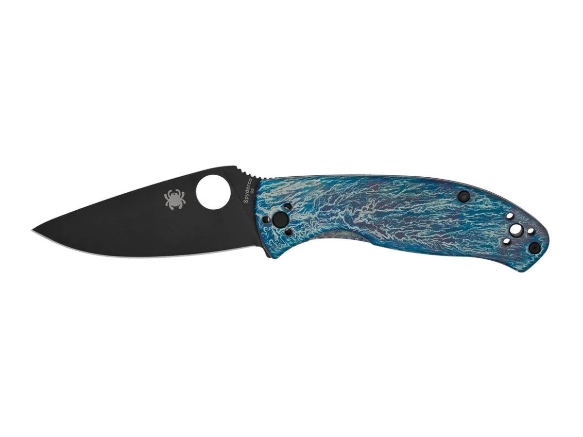 Spyderco TENACIOUS BLUE TI D2 BLACK BLADE PLAIN C122TIBLBKD2P