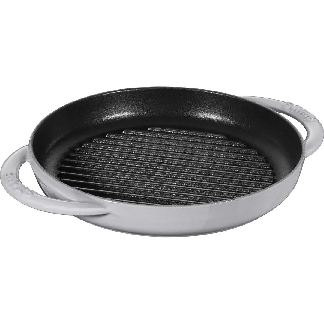 STAUB Okrągła patelnia żeliwna grillowa z dwoma uchwytami 22 cm, grafitowy