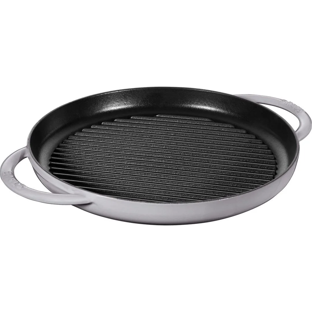 STAUB Okrągła patelnia żeliwna grillowa z dwoma uchwytami 30 cm, grafitowy