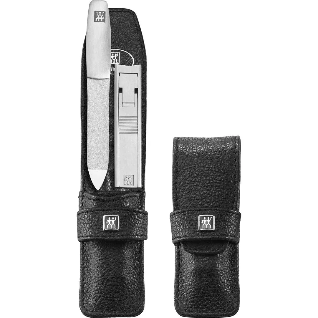 ZWILLING TWINOX Zestaw podróżny - czarne skórzane etui, 2 elementy