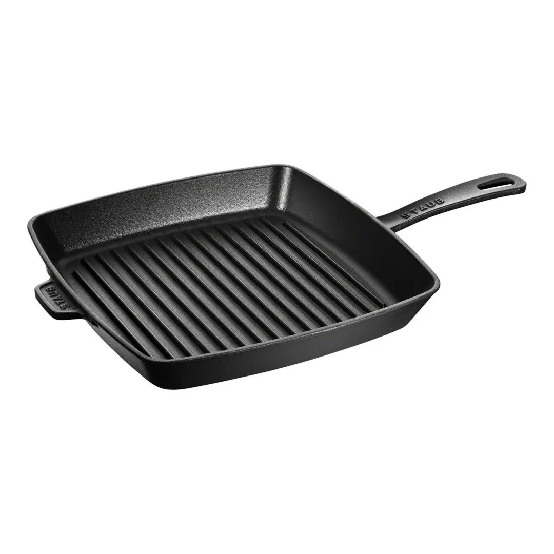 STAUB Kwadratowa żeliwna patelnia grillowa 26 cm, czarny