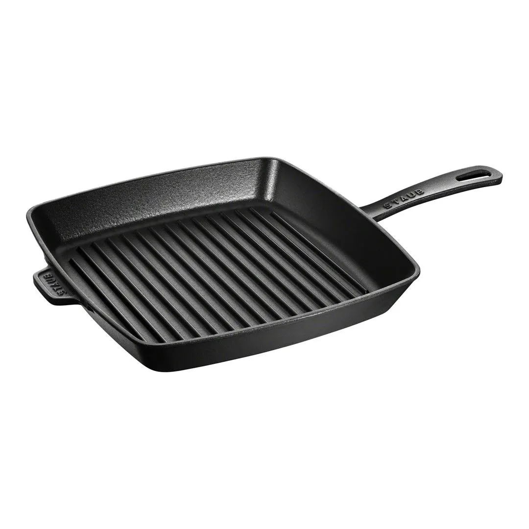 STAUB Kwadratowa żeliwna patelnia grillowa 30 cm, czarny
