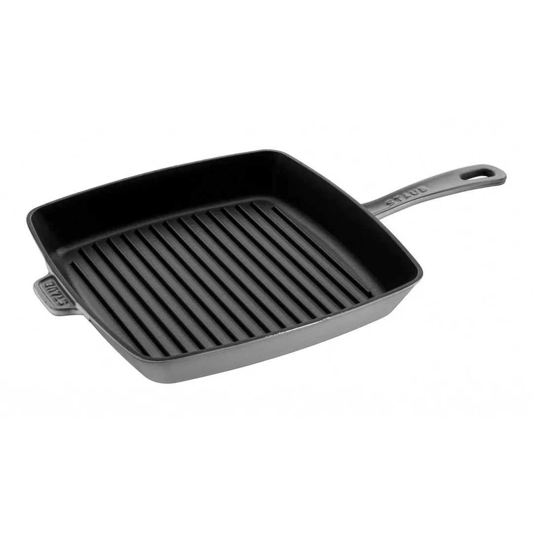 STAUB Kwadratowa żeliwna patelnia grillowa 30 cm, grafitowy