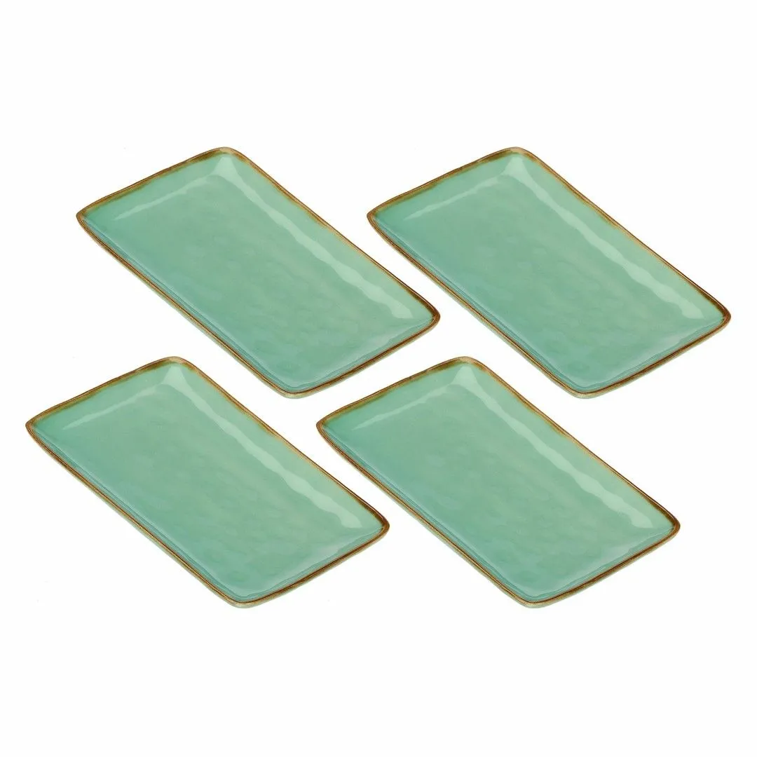 ROSE&TULIPANI CONCERTO VERDE ACQUA Zestaw 4 tac prostokątnych 20 x 13 cm