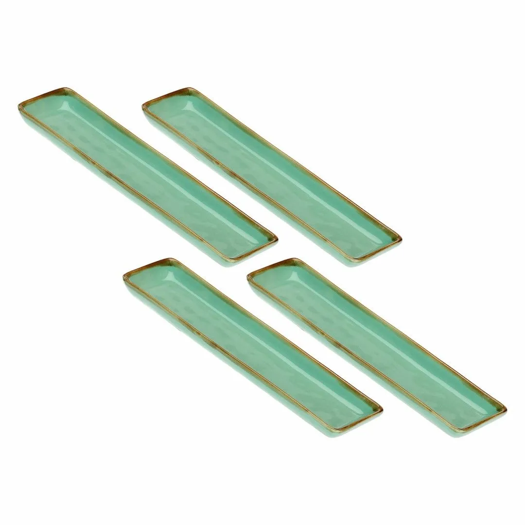 ROSE&TULIPANI CONCERTO VERDE ACQUA Zestaw 4 tac prostokątnych 32 x 8 cm