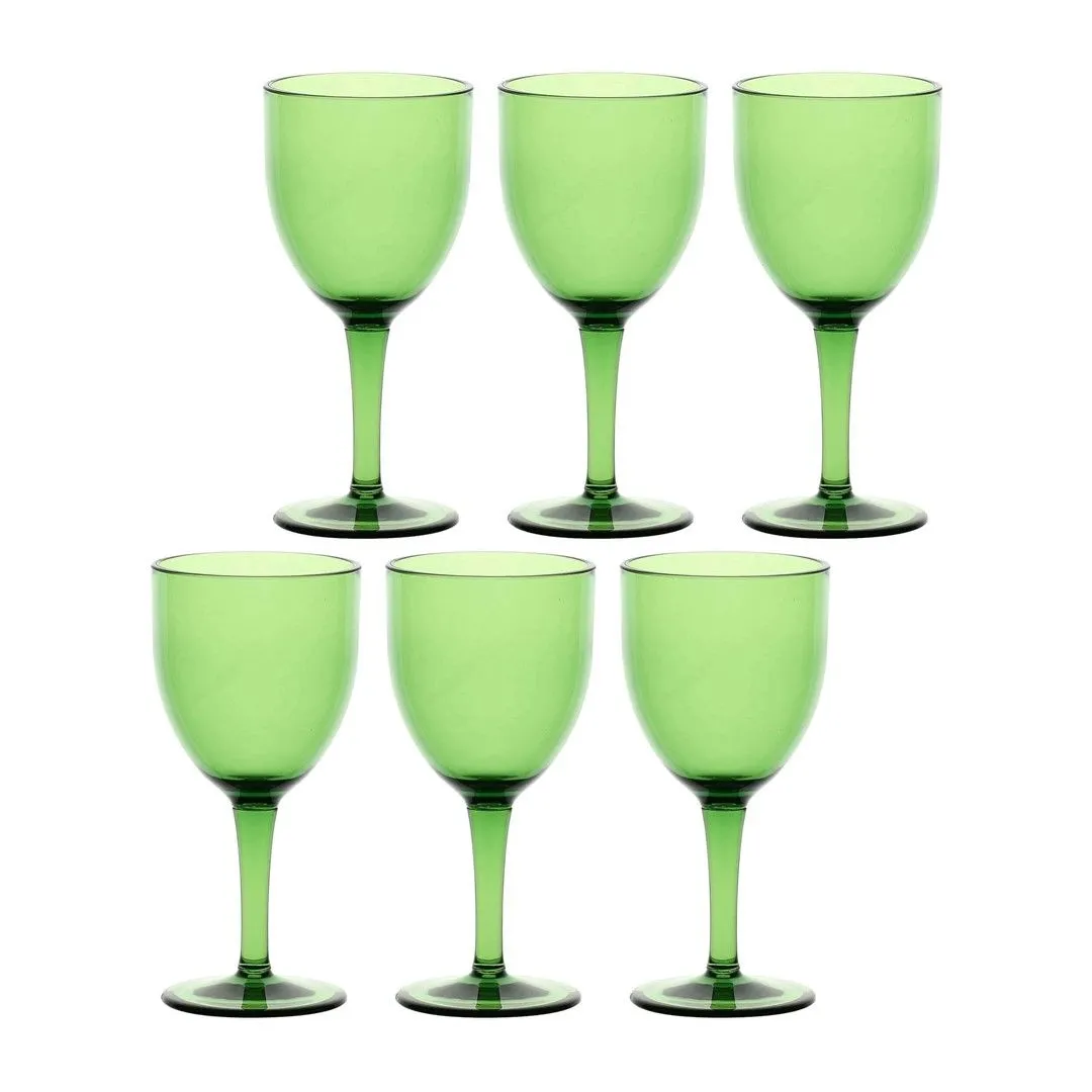ROSE&TULIPANI FIABA Zestaw 6 akrylowych kieliszków do wina 400 ml, zielony