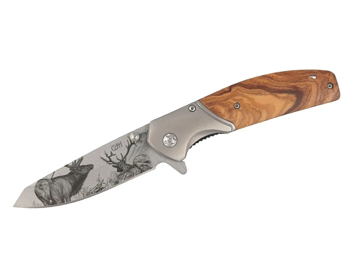 CJH Herbertz FOLDING OLIVE WOOD "DEER" 44160