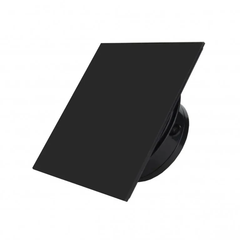 Wentylator łazienkowy supercienki MMP Ø100, 90 m³/h, szkło, Czarny mat, króciec 38mm