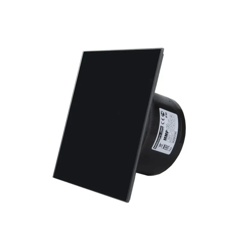 Wentylator łazienkowy MMP Szkło Czarny połysk 100m³/h, 5.5W, 23db Higrometr, Timer, zawór zwrotny