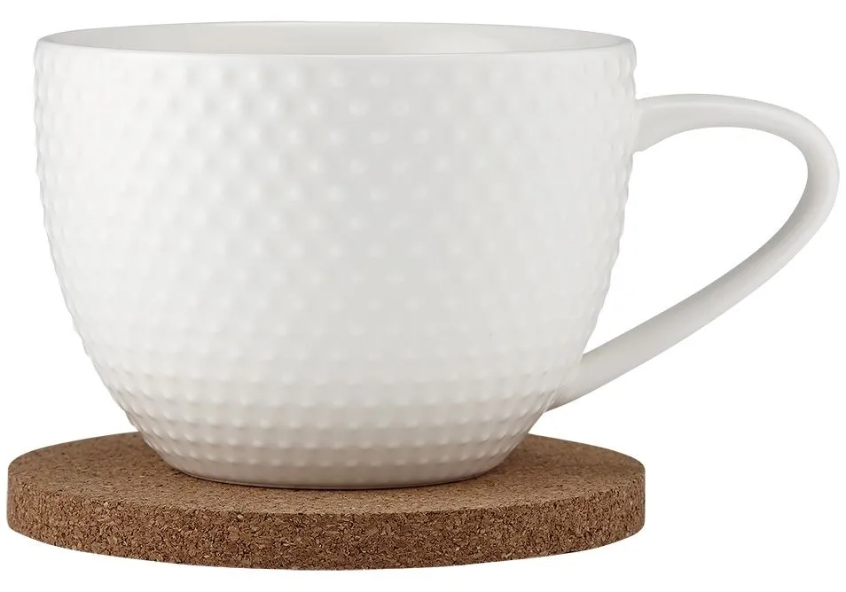 Ladelle Abode White zestaw kubek i podkładka korkowa L62137