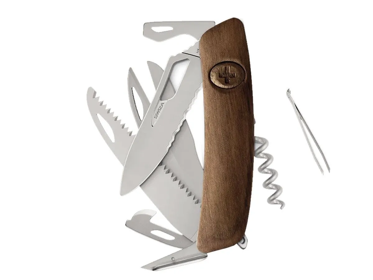 Swiza SH09TR AM SAW & SCISSORS WAVY EDGE Wood Walnut (KST.0136.6300)
