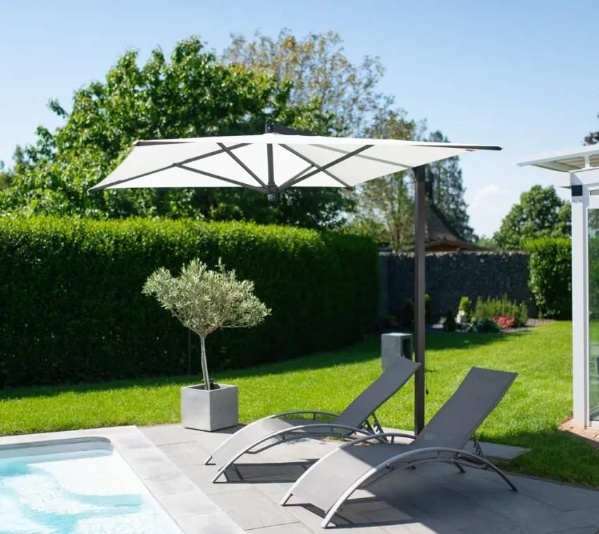 Parasol wspornikowy premium Rio Parasol ze stojakiem Beżowy 256x256x276 cm grafitowy