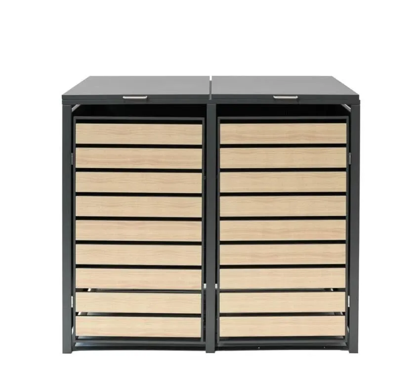 Westmann Metalowy pojemnik na śmieci Lacina 2x240 Dł. Wygląd antracytu/drewna 80x132x116 cm