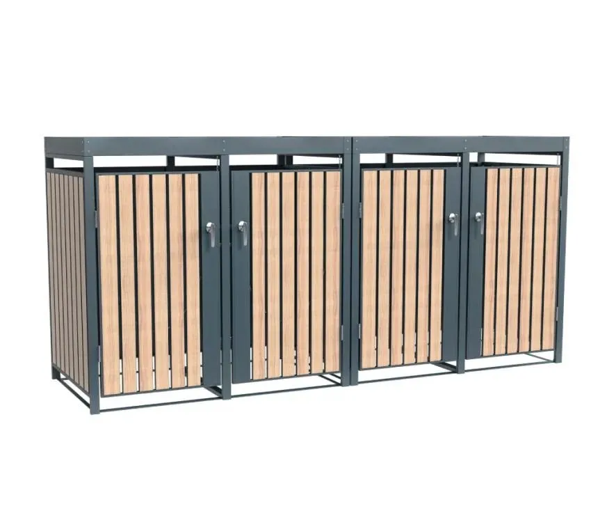 Westmann Metalowy kosz na śmieci Planta | 4x240 Dł. | Skrzynia na śmieci z dachem roślinnym | 84x264x124 cm