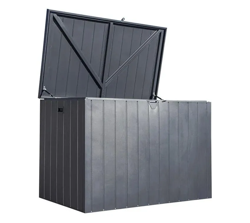 Skrzynia ogrodowa ze stali Shelterlogic | 980 litrów | Pudełko na poduszki i pudełko do przechowywania | Antracyt | 79x138x93 cm