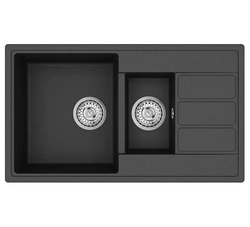 Zlewozmywak granitowy Helika ECO-4-B601W Czarny Metalik