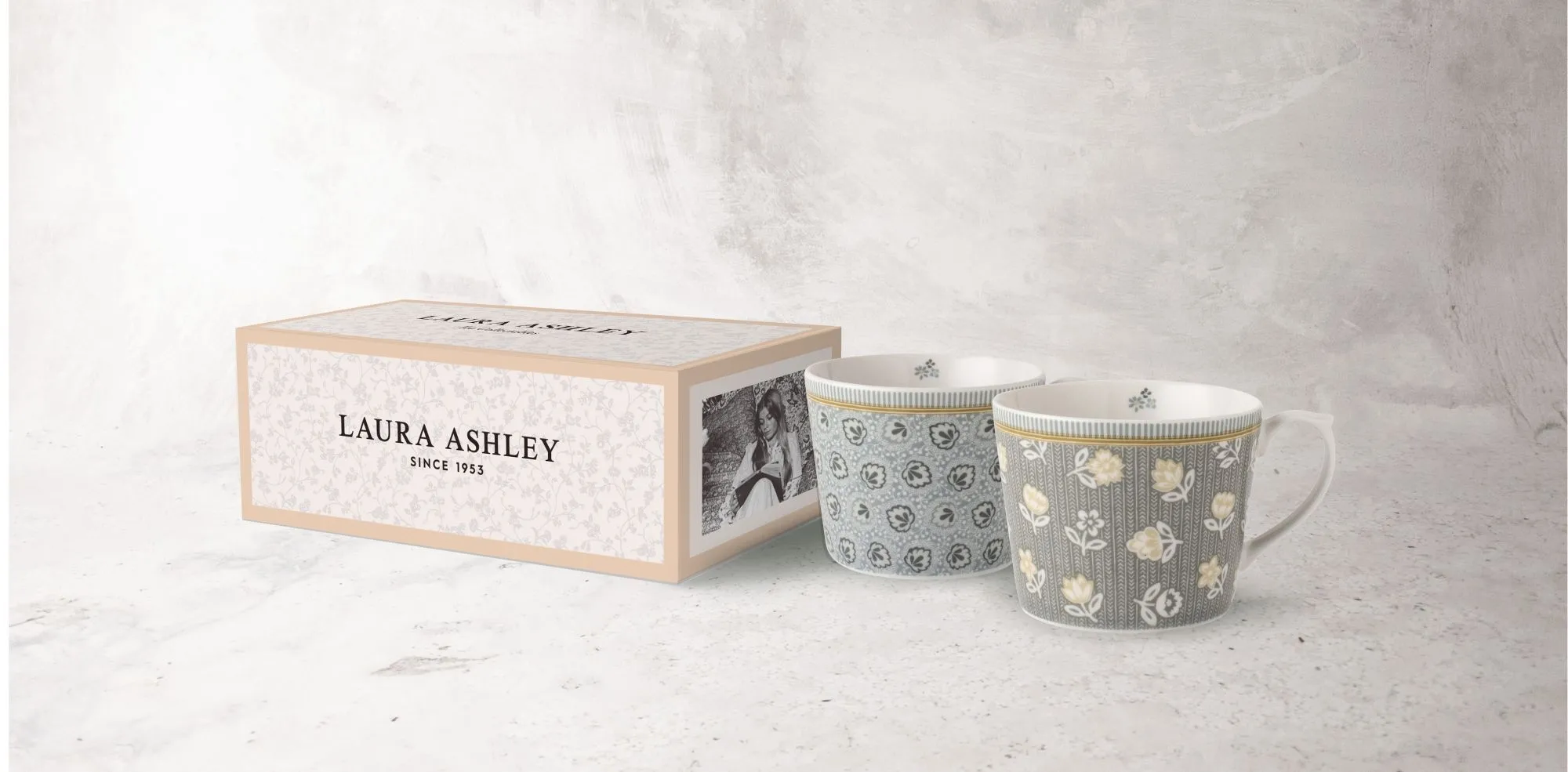 Laura Ashley Tea zestaw 2 kubków 0,3 l. porcelanowych W182945 Grey