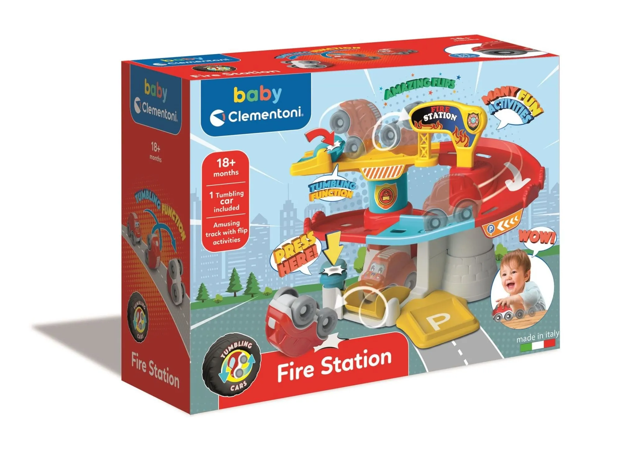 Clementoni Remiza Straż pożarna z torem i przewrotny samochodzik 17578