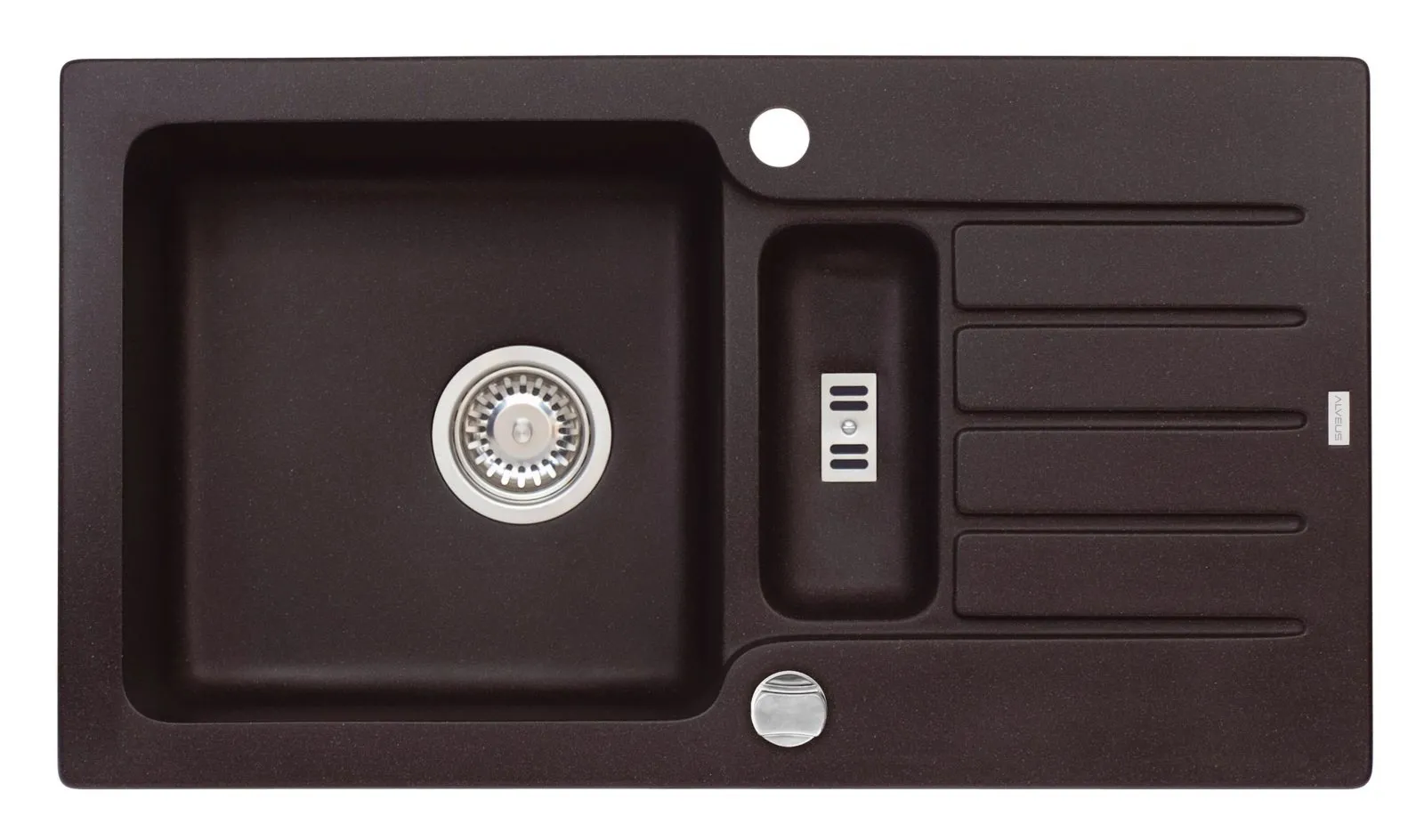 Alveus NIAGARA 70 kol. 91 POP-UP czarny Granital 1,5K zlew wpuszczany + odpływ z syfonem