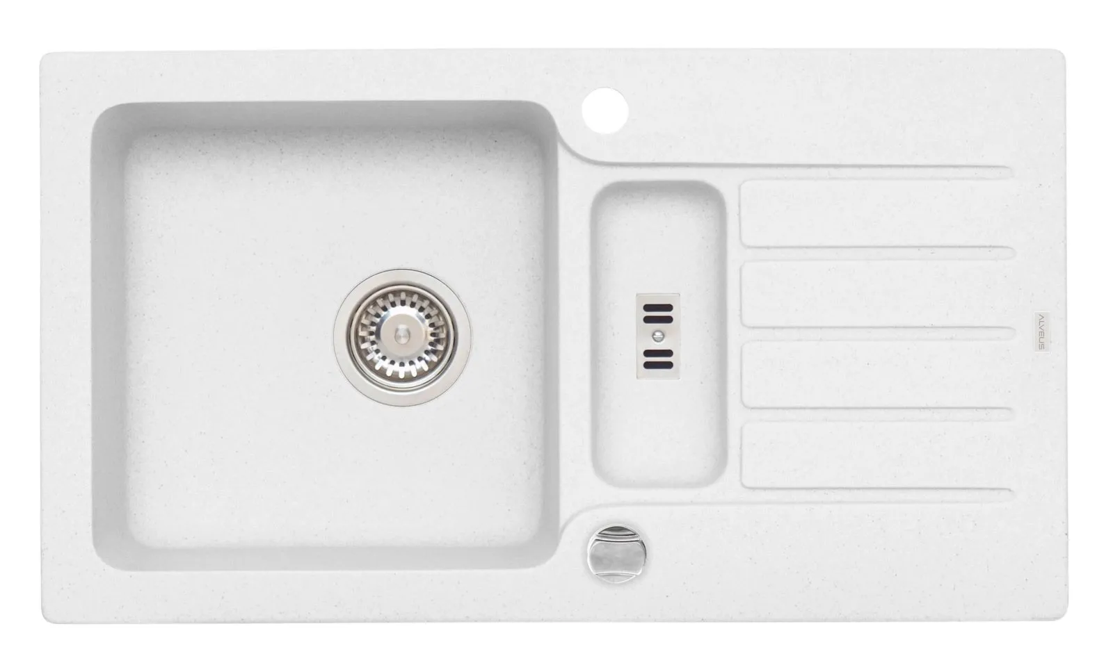 Alveus NIAGARA 70 kol. 11 POP-UP biały Granital 1,5K zlew wpuszczany + odpływ z syfonem