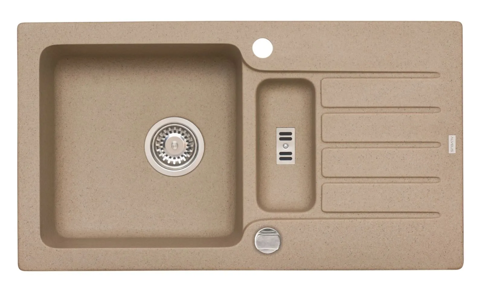 Alveus NIAGARA 70 kol. 55 POP-UP beż Granital 1,5K zlew wpuszczany + odpływ z syfonem