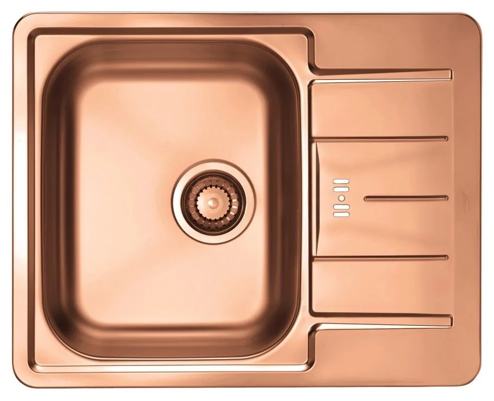 Alveus Monarch LINE 60 MIEDŹ 61,5x50 1k zlew wpuszczany z odpływem zatyczkowym fi 114 z syfonem