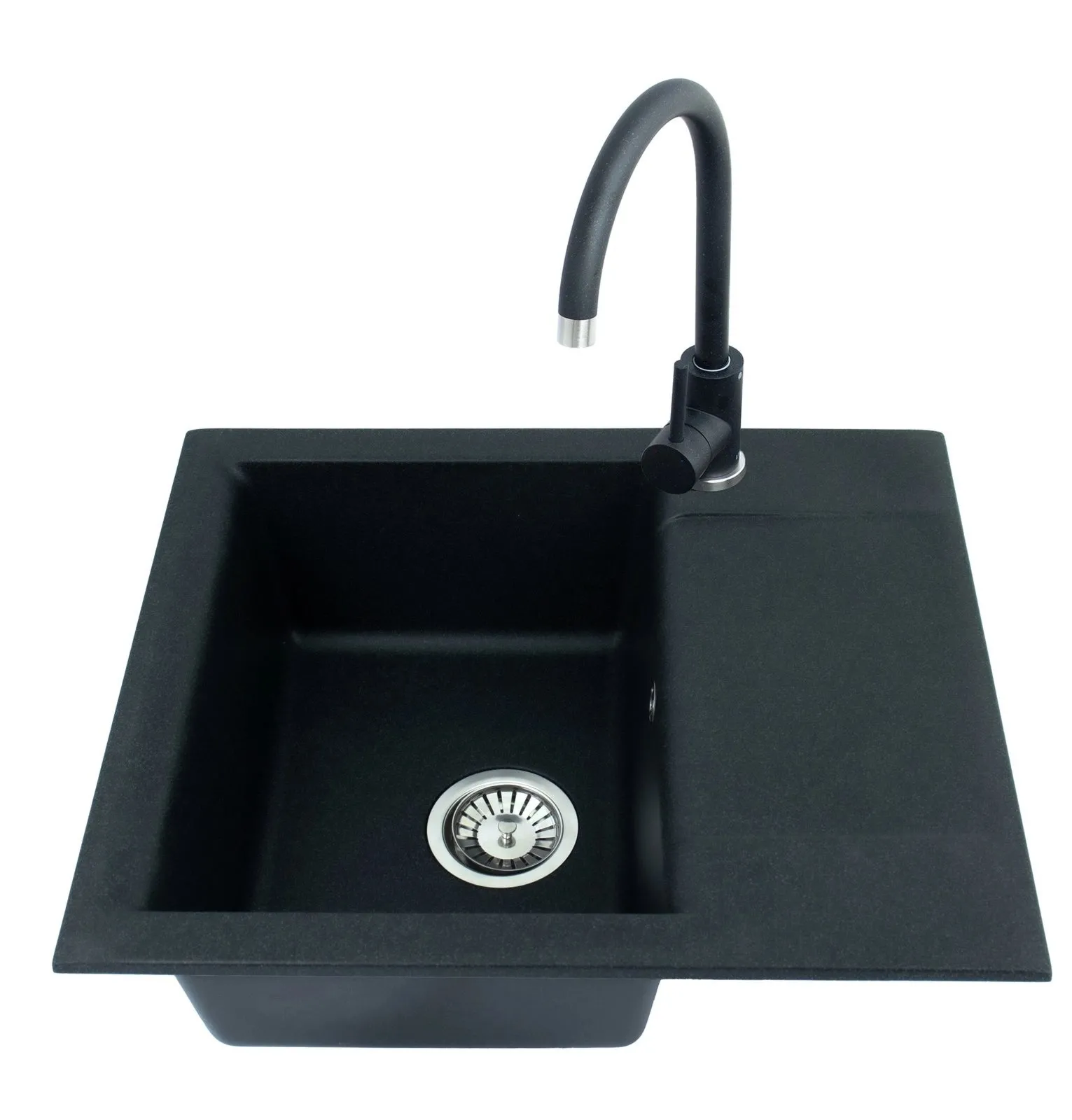 Alveus MIJA 20 kol. 91 CZARNY zlew Granital 1 kom (59x50x18) z syfonem Fi114 manualnym + bateria kolor